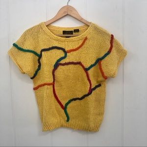 Vintage Yellow multi-colored knit top